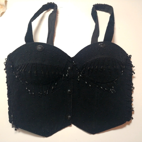 Beaded tassle corset, halter top bra shirt - Picture 1 of 4